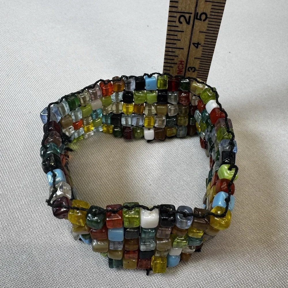 Artsy Glass‎ Beaded Stretch Bracelet Hippie Boho Colorful Woven Handmade